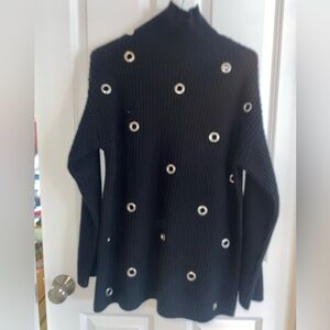 Jucca Black Turtleneck Sweater with Silver Accents